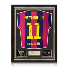 Neymar Jr Signed Original Barcelona 2014-15 Football Shirt. Superior Frame Gold