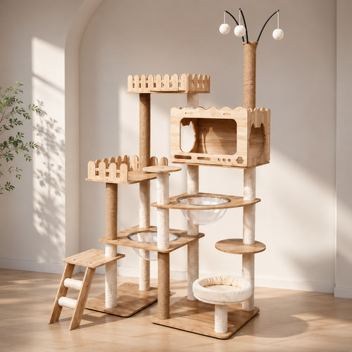 Wooden cat tree - cat, tower