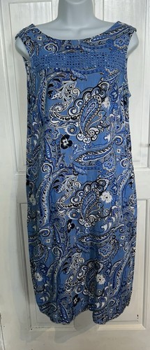 Linen blend next blue paisley - blue,