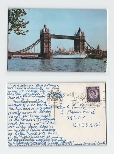 Vintage postcard tower - vintage, bridge