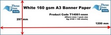 50 Lengths of White Banner Paper 160gsm A3 297 x 1200mm