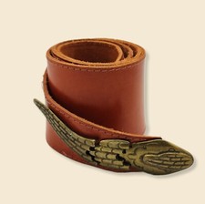 Vintage Brown Leather Western Snake Buckled Belt Worn In 