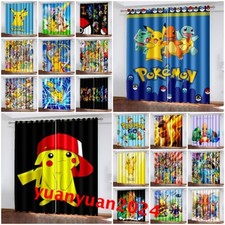 Kids Pokemon Pikachu Thick 3D Blackout Curtains Thermal Ring Top Eyelet Curtains