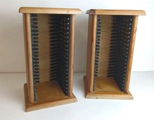 Vintage Solid Pine Wooden CD Storage Tower Rack Holds 20 CDs Each Handmade X2
