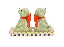 NEW CATH KIDSTON CERAMIC STONEWARE "BEARS" SALT & PEPPER SET WITH TRAY
