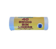 40 Swing Bin Liners 50 Litre Pack White Waste Recycled Bins Bags 32 X 55 X 71 cm