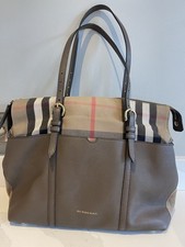 BURBERRY Mason Diaper Tote Bag with Calf Grain Leather & Gold Trim