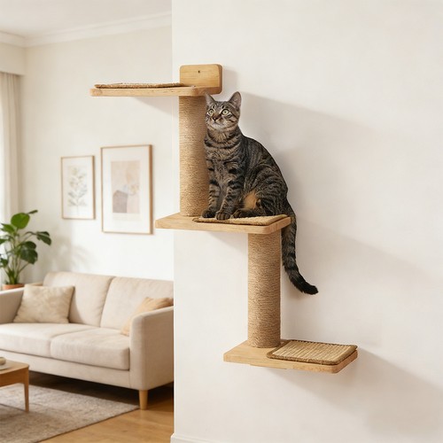 Wall mounted cat - wall, shelves
