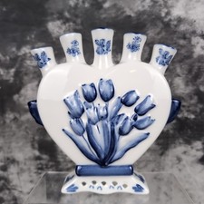 Delft Blue Tulip 5 Finger Fan