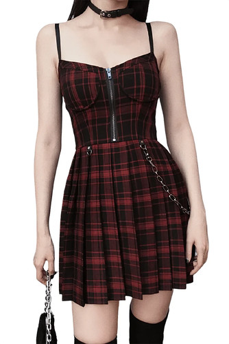 Nwot red plaid gothic - red,