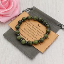 GEMSTONE BRACELETS 8MM Handmade Crystal Healing Chakra Velvet Pouch & Card.