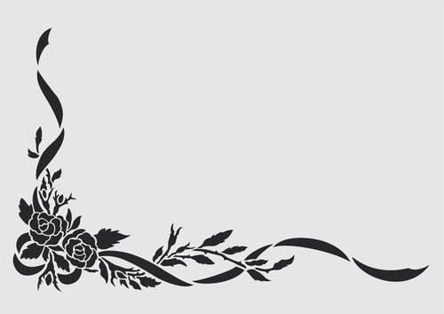 Rose flower stencil corner - flower,