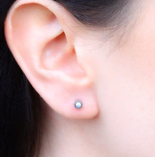 Gem Earrings Ear Studs Stud Piercings Surgical Steel Pair Silver Rose Gold UK