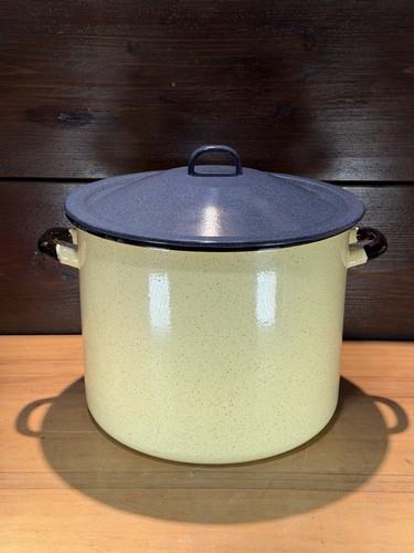 Vintage yellow speckled enamel - yellow,