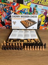 Prime Chess Hand Crafted Cherry Wooden Chess & Draughts Set 35cm x 35cm