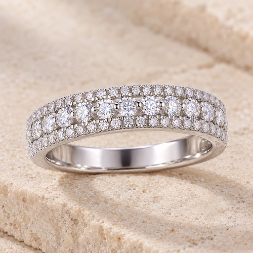 Three row moissanite band ring - row,
