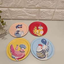 Cath Kidston Hen Party Wooden Coasters Super Rare Set Of 4 Chickens