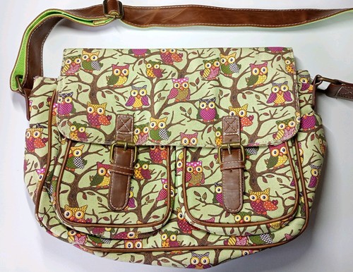 Owl pattern green school - pattern, bag