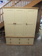 BUCKINGHAM PAINTED GENTS TRIPLE WARDROBE - SOLID OAK TOP- BESPOKE- FARROWS CREAM