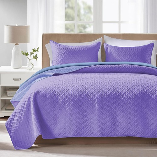 Pcs quilted bedspread bed - 3,