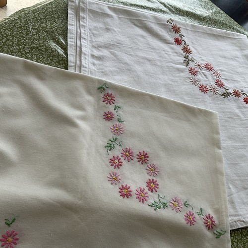 Two hand embroidered - , 32”