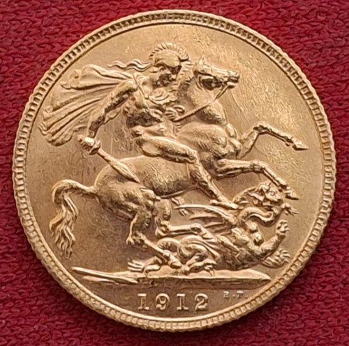 Gold sovereign aunc 1912 - gold,