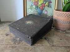 Antique Vintage Students Table Top Writing Slope Bobbin Small Box Stationary Old