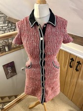 Maje Renati Tweed Bucle Dress Size 36 UK 8 Red Mini 