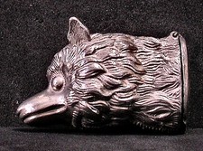 Antique Edwardian White Metal Fox Head Vesta Case, c. 1910