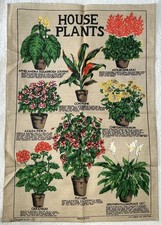 Vintage tea towel house plants - vintage,