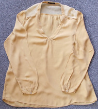 Massimo Dutti, Ladies mustard 100% mulberry silk Top, long sleeves, Size 10/12