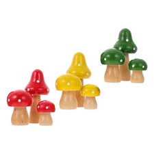 3 Sets Wooden Mushroom Flower