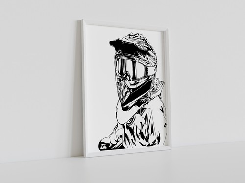 Motocross rider poster helmet - motocross,