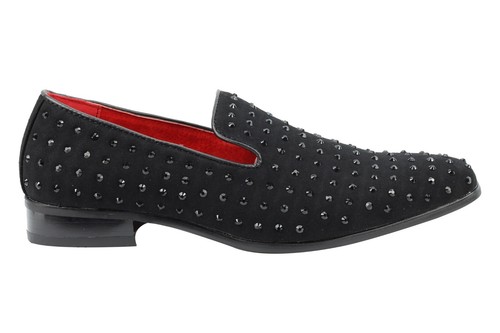 Mens faux black suede - black, leather