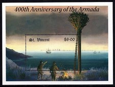 St.Vincent Grenadines $8 1988 Anniversary of Armada Miniature Sheet MS1143 MNH