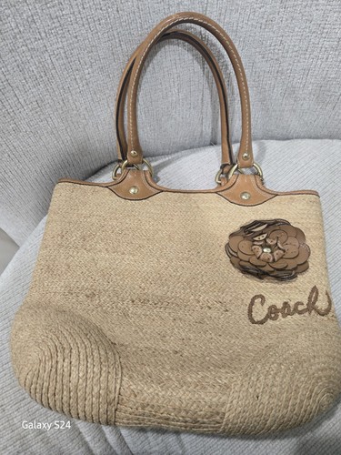 Coach leather straw tote - coach, bag