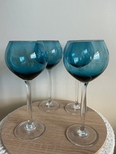 Set of 4 Teal Blue Wine