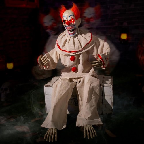5ft sitting maniacal clown - maniacal,