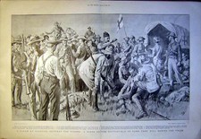 Original Old Antique Print Boer War Game Tree Hill Battlefield Dadd Siers 1900