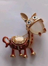 Cute Donkey Brooch With Sparkling Rhinestones. 