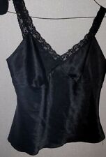 Vintage Satin Feel Black Cami 14/16 dress up sissy sexy ? used silky soft shiny