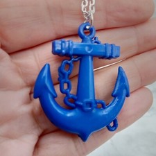 Large Anchor Necklace Blue