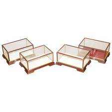 FOUR VINTAGE MAHOGANY & GLASS