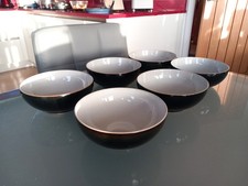 DENBY EVERYDAY BLACK PEPPER SET OF 6 CEREAL/PUDDING BOWLS 6.5" .1st Quality.VGC 