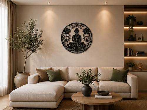 Buddha lotus metal sign wall - buddha,