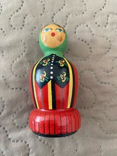Vintage Zakopane Polish Wooden Dolls - Sewing - Cotton Reel and Needle Holder