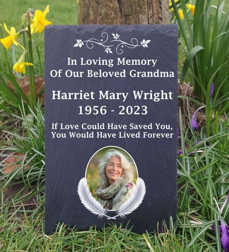Natural slate photo memorial - slate,