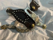 2 Quality  Vintage Western Cowboy Boot Spurs brown leather horse riding spurs