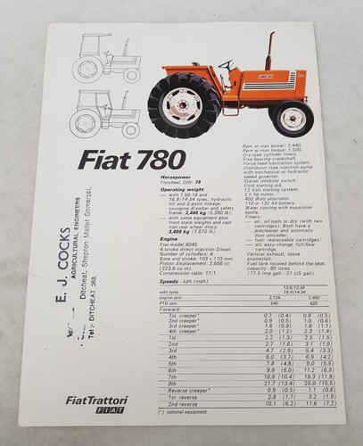 Fiat 780 tractor sales - 780,