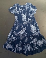 Nina Murati Blue White Floral Tiered Dress Size 8 Cotton Lined
